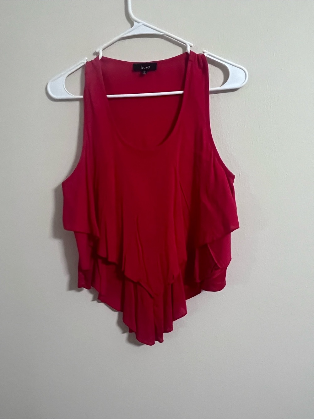 love J Layered Ruffle Tank Top - Red